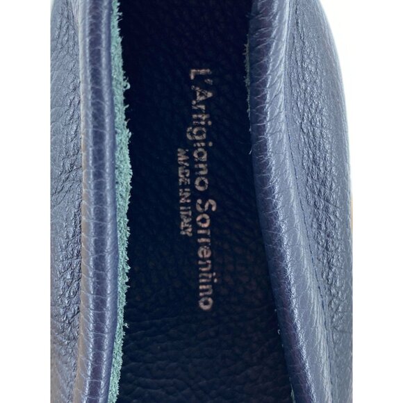 L'Artigiano Sorrentino Navy Blue Leather Loafers 37 - Picture 4 of 6